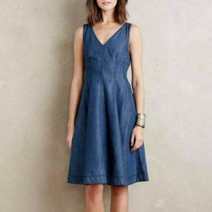 ANTHROPOLOGIE seamed fit flare boho denim dress